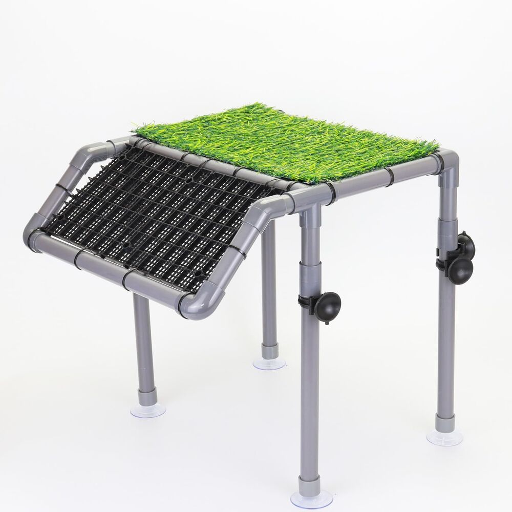 Turtle Basking Platform, Sturdy Standing Dock, Non-Slip Ramp & Artificial Grass